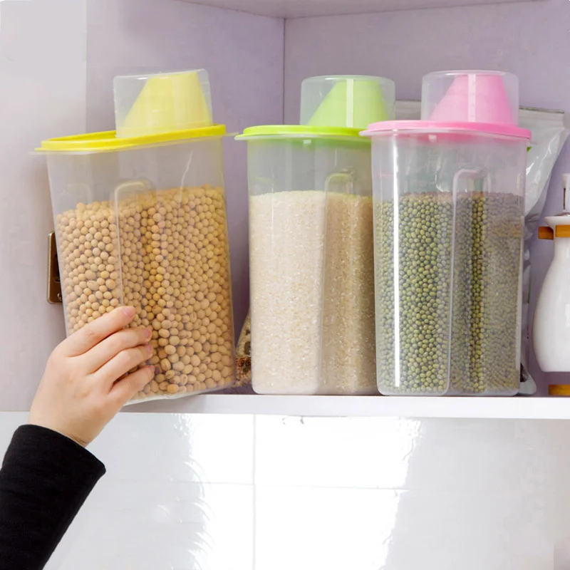 1.9//2.5L Kitchen Food Cereal Grain Bean Rice Plastic Storage Container Box  XJ