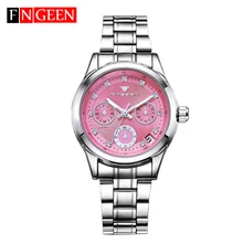 FNGEEN Montre Femme модные женские часы полностью автоматический механизм наручные часы со скелетом водонепроницаемые розовые часы с календарем