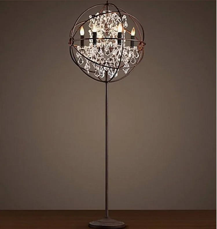Современный wrount Железный Глобус кристалл ретро дизайнер Rh Лофт промышленный стиль торшер стоящая лампа - Цвет абажура: see chart
