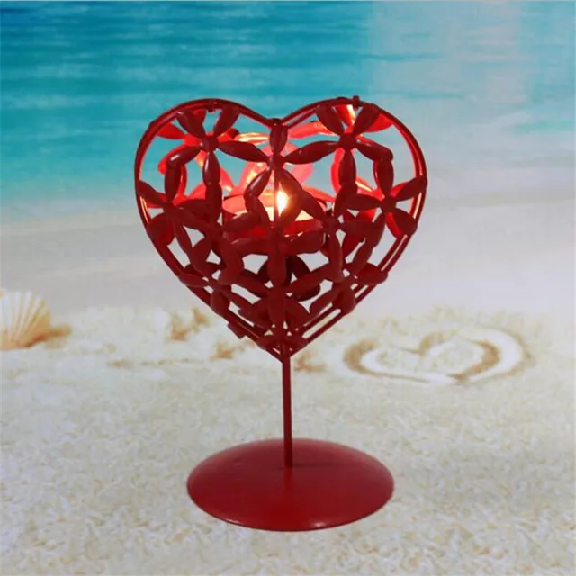 Metal heart shape candle holder home decorative bar iron candlestick festival candleholder