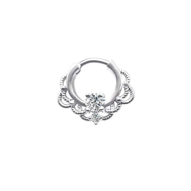Sexy Women's Nose Rings Septums Clicker Click-on Piercing Nose Stainless Steel Cubic Zirconia 16G 8mm Silver Gold High Quality4