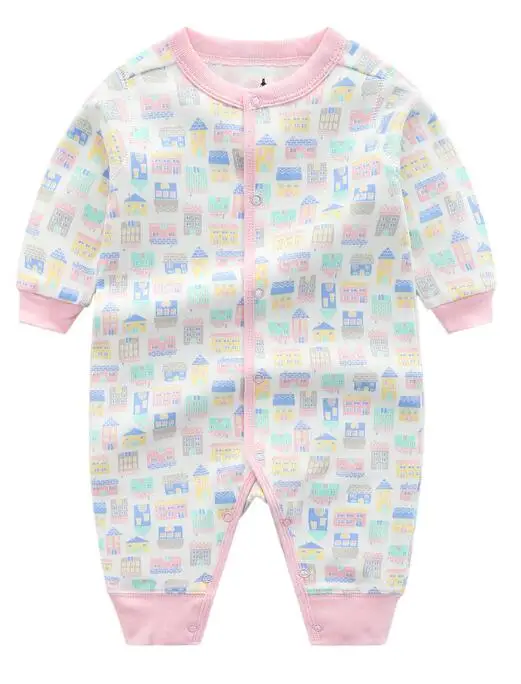 Pijama infantil; одежда для малышей; пижамы-комбинезоны для девочек; пижамы для маленьких мальчиков; комбинезон для новорожденных; ползунки для малышей - Цвет: Pink house
