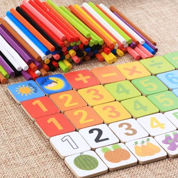 

Baby Math Toys Educational Arithmetic Rods Math Toy Iron Box Counting Stick Wooden Toys Child Gifts