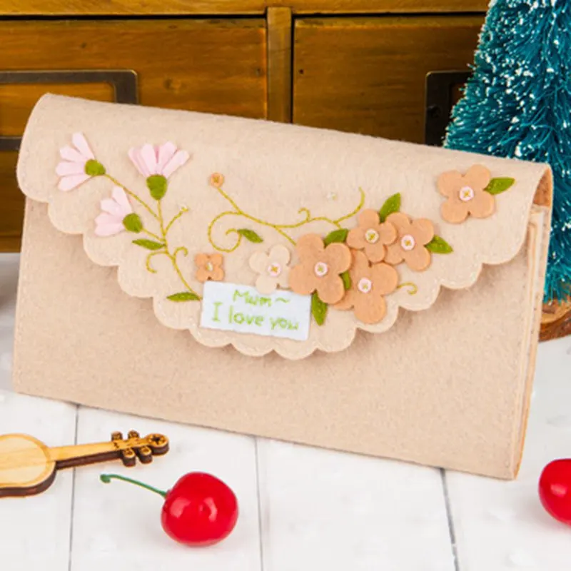 Regalo para el día de la madre, Cartera de fieltro artesanal para mujer, monedero, tarjetero de crédito, aguja de fieltro, de bricolaje, regalo cumpleaños para madre|Envases DIY| - AliExpress
