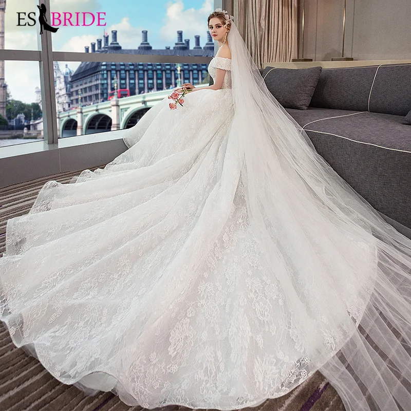 Белый Vestido De Noiva вырезом лодочкой кружевное свадебное платье простая печать свадебные платья 2019 Новое винтажное свадебное платье плюс