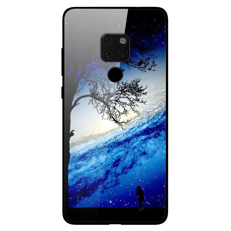 14 Для huawei Коврики 20 Дело закаленное Стекло жесткая задняя панель из поликарбоната для huawei Коврики 20 чехол Коврики 20 мягкий TPU бампер пространство планеты Капа - Цвет: 14