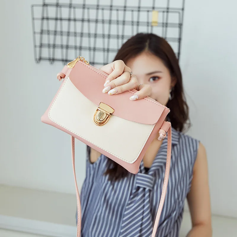 

Women's small bag Korean version of the color mobile phone bag shoulder bag summer new sweet lady Messenger lock purse