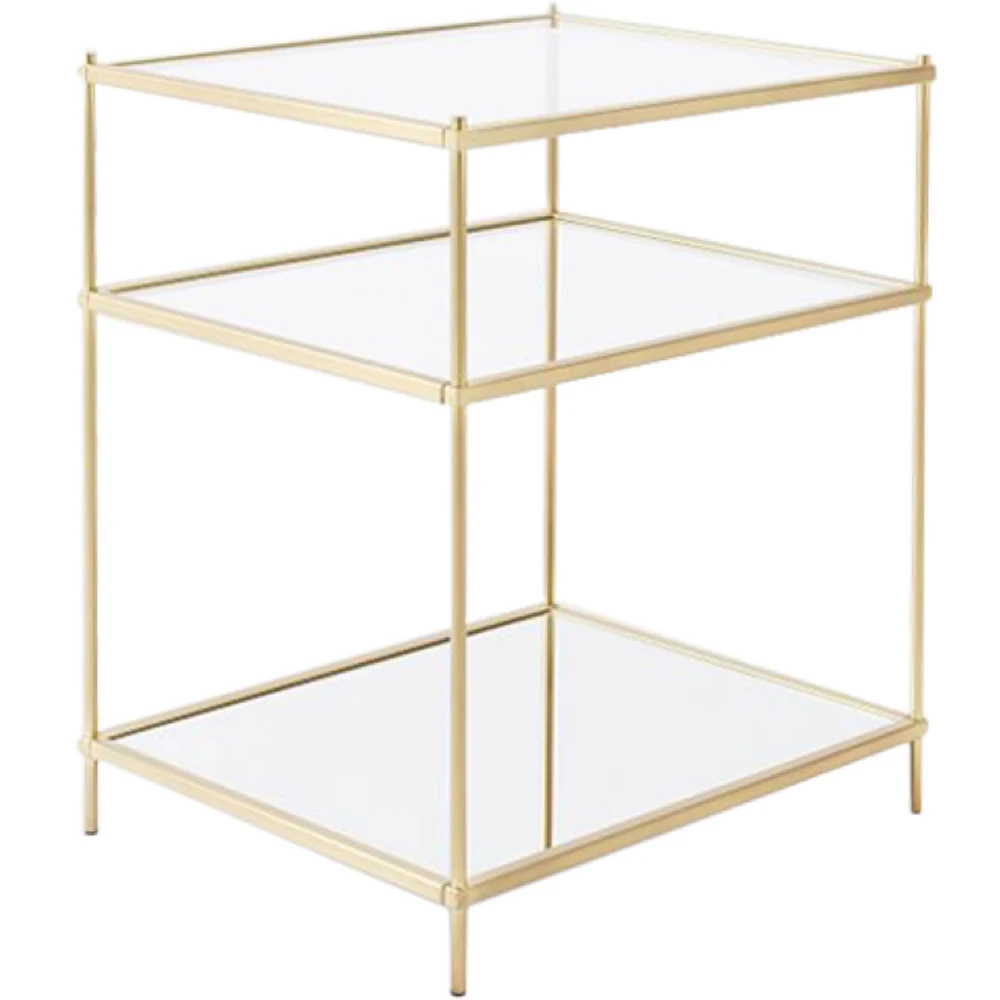 [InYard selected]Metallic gold silver, Nordic, modern, simple line, glass stainless steel, side table, edge a few