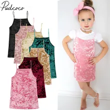 2018 Brand New Infant Toddler Child Kids Baby Girls Velvet Overalls Princess Casual Dress Solid Retro Summer Mini Sundress 1-6T