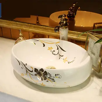 

Small size Art Basin Sinks Counter Top bathroom sinks bowls Vessel Sinks vanities oval Ceramic Wash Basin Bathroom sink