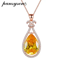 Роскошные Подвески PANSYSEN цвета розового золота, 13x18 мм, Большой цитрин, драгоценный камень, кулон, ожерелье s для женщин, серебро 925, ювелирное изделие, ожерелье, подарок