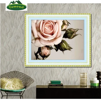 

Needlework Diy Diamond painting cross stitch pink rose 40*30 handwork diamond embroidery full square diamond mosaic decorative