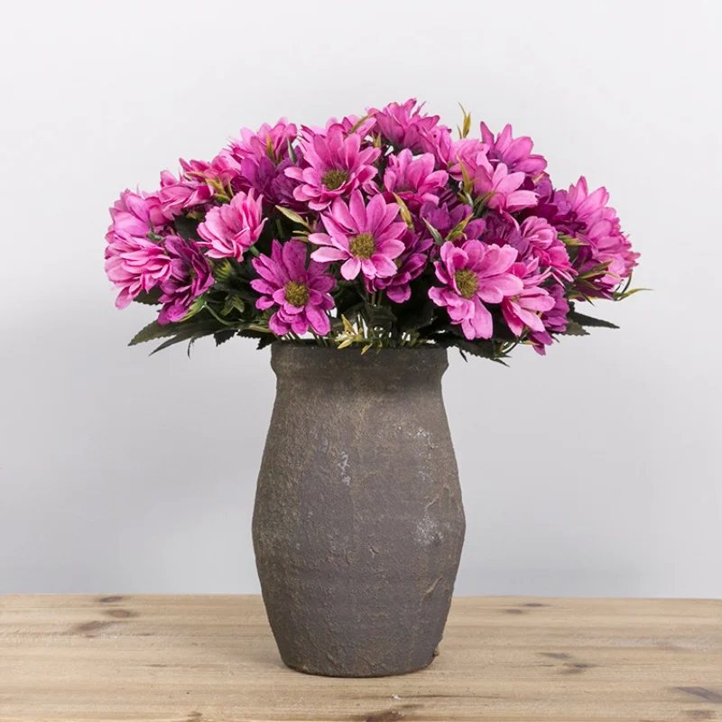 

Painting Style Fake Flowers 5 Branches 10 Heads Vintage Oil Artificial Flowers Daisy Bouquet for Home Decoration