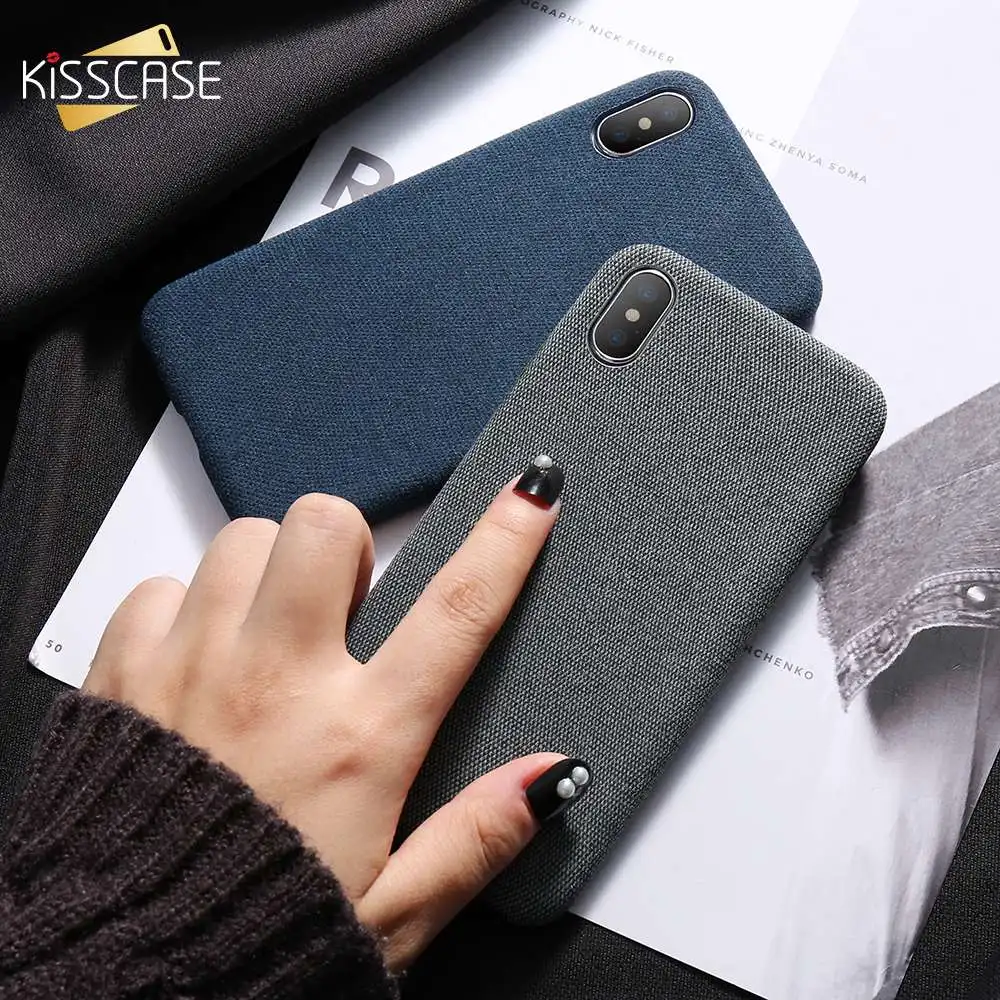 

KISSCASE Cloth Patterned Case For iPhone X XR 7 8 Simple Vintage Business Case For iPhone 6S 7 Plus Capinhas Ultra Slim Fashion