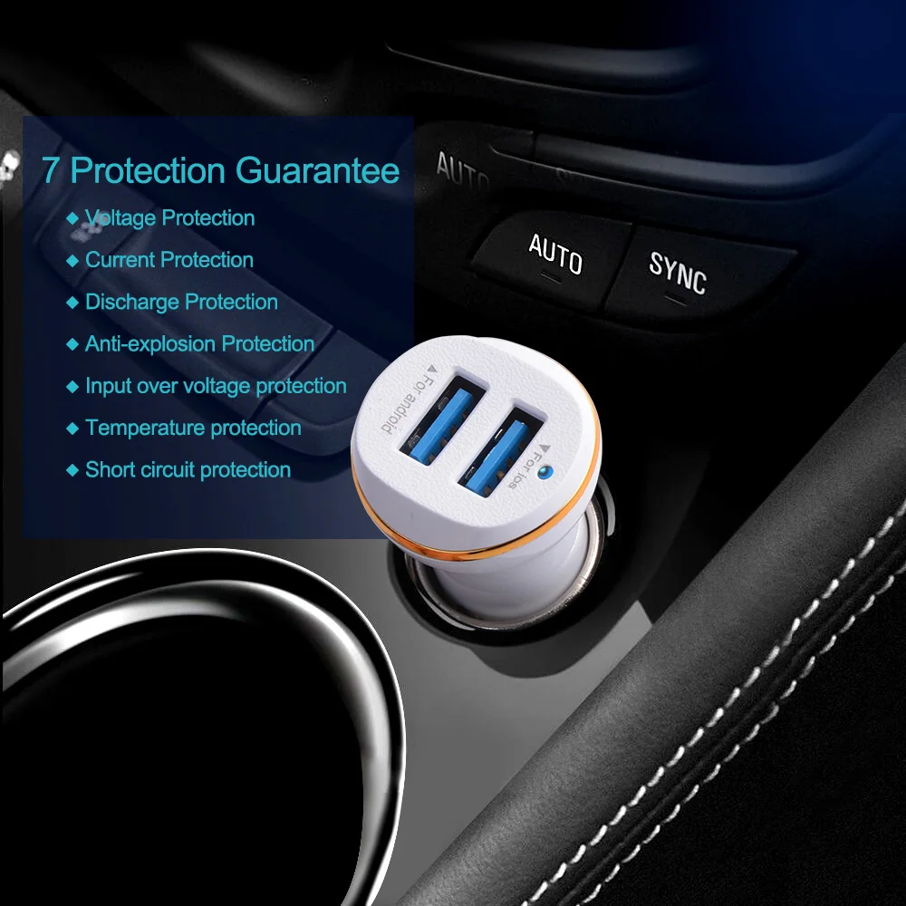 أولاف شاحن سيارة المزدوج منافذ USB سيارة شاحن سامسونج ملاحظة 8 LED عرض الهاتف شاحن سيارة-شاحن آيفون 7 8 زائد Xiaomi