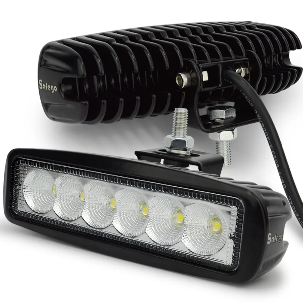 2 Barre Led Lavoro 18W 4 Pollici Fari Alogeni Offroad Per Auto Trattori Camion Suv Atv - Fascio Flood IP67 12-30V