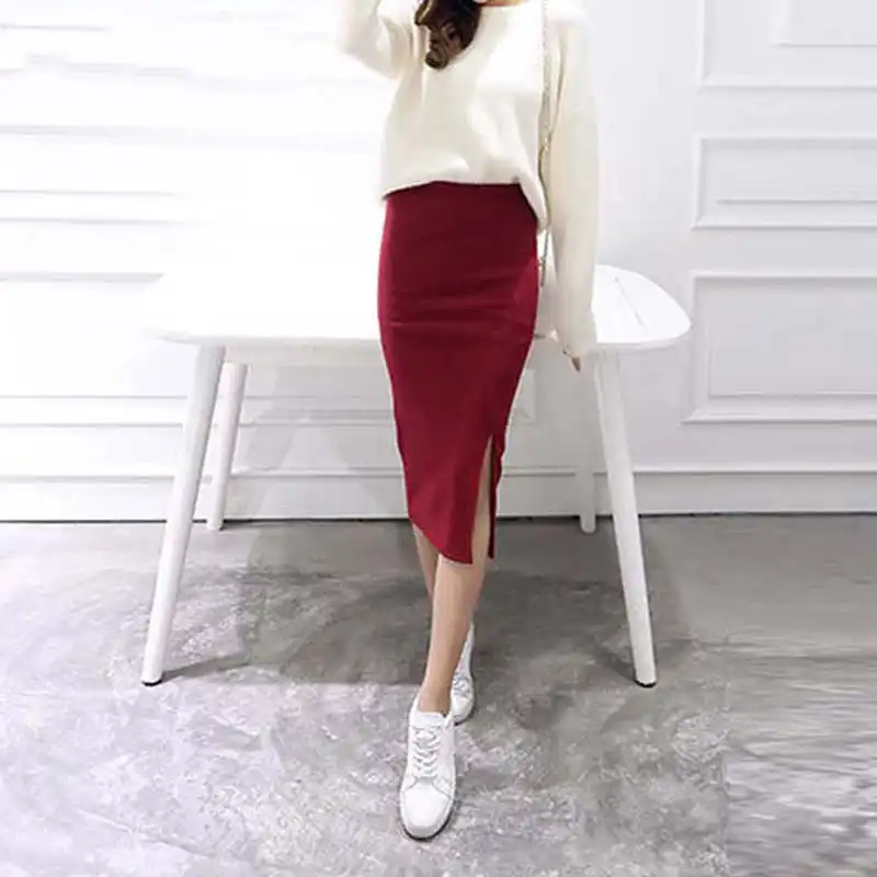 mid length knit skirts