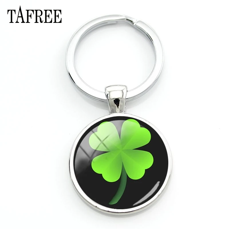 TAFREE Lucky Clover круглый брелок красивый дизайн четырехлистный клевер брелок стекло элегантное ювелирное изделие для подарка QF335 - Цвет: QF338