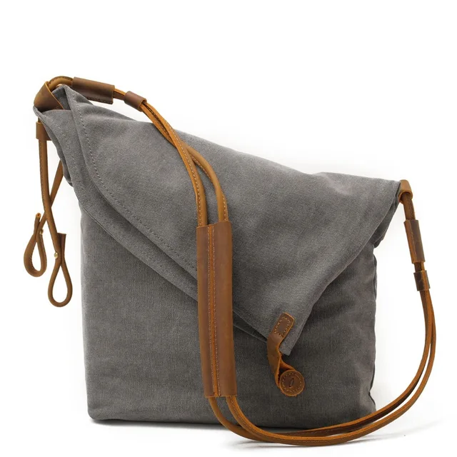 M023 Women Messenger Bags Female Canvas Leather Vintage Shoulder Bag Ladies Crossbody Bags for ...