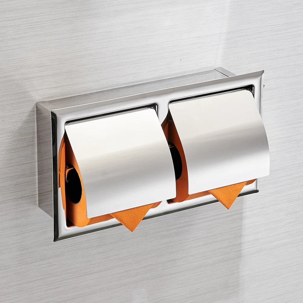 Billige Edelstahl Steel304 Wc Papier Halter Chrom Wand Montiert Verborgen Bad Rolle Papier Box Porta Papel Higienico WF 18030
