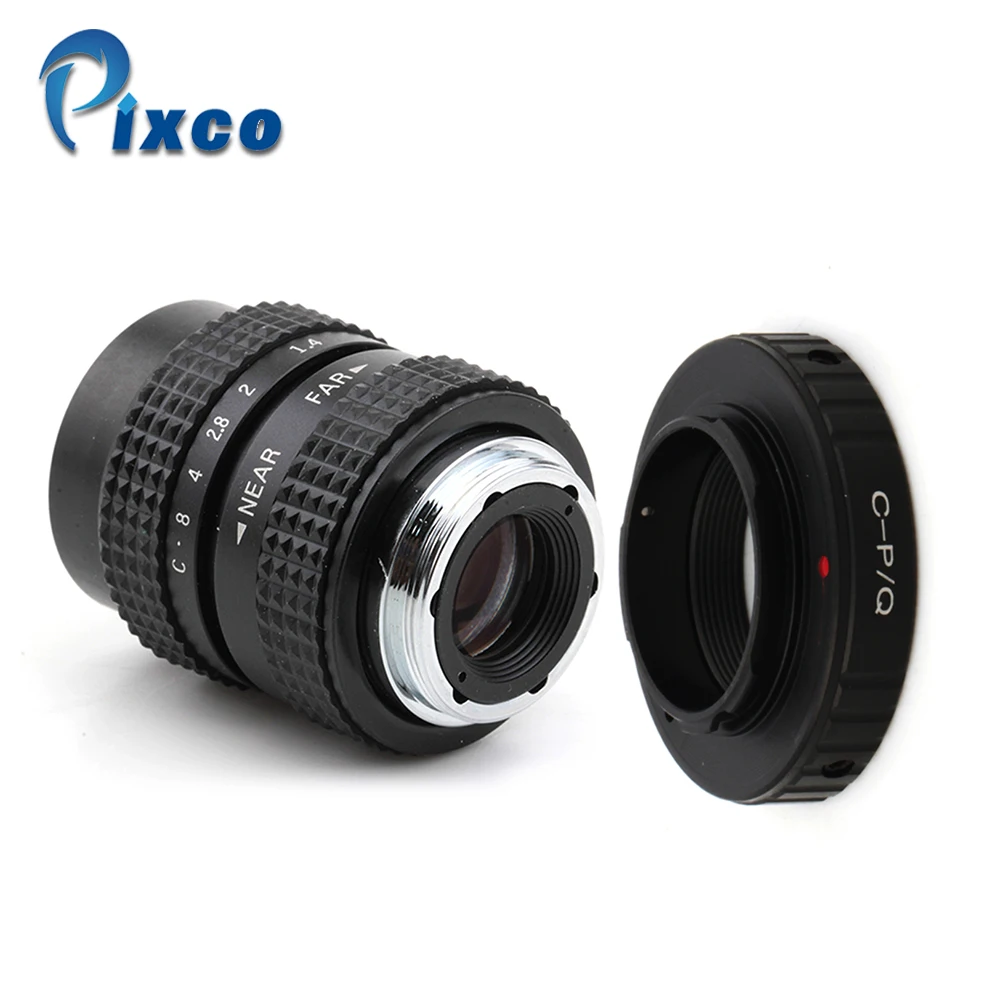 Телеобъектив Pixco 25 мм F1.4 P/Q CC TV + Крепление C для объектива Pentax Q S1 Q10 Q7 mft|tv lens|25mm f1.4c
