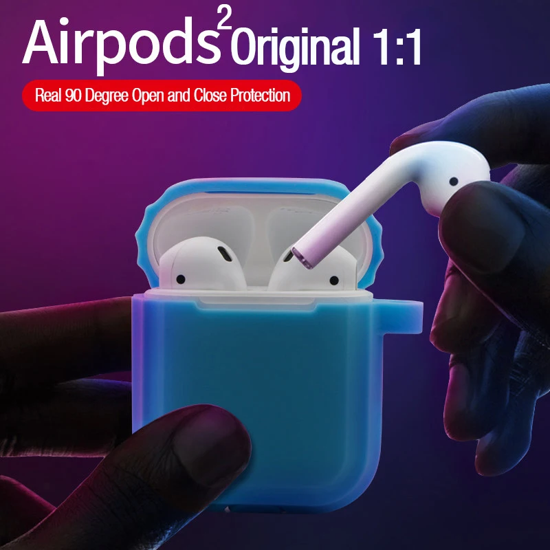 LYMOC Новые кожухи головных телефонов для Airpods 2 беспроводные Bluetooth наушники Airpods 2 светящаяся световая защитная пленка Водонепроницаемая анти-шок