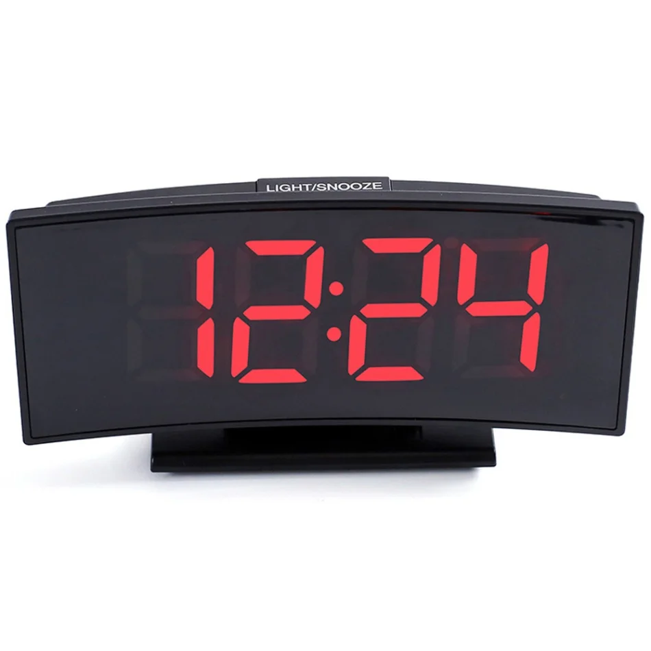 Многофункциональный 3 в 1 Цифровой термометр часы календарь светодиодный большой экран электронные настольные часы немой будильник с зеркалом - Color: Red