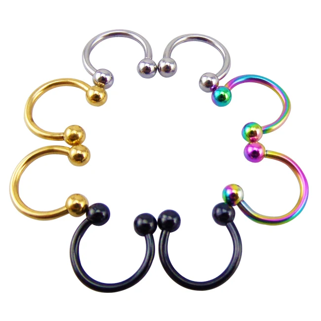 8PCS/Lot 4 Color 316L Septum Piercing Circular Barbell Ring,Nose Hoop