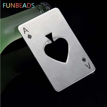

300pcs/lot Portable Stainless Steel Poker Shaped Beer Bottle Opener Credit Cards Size For Wallet Bar Tools Kitchen Gadgets KP010
