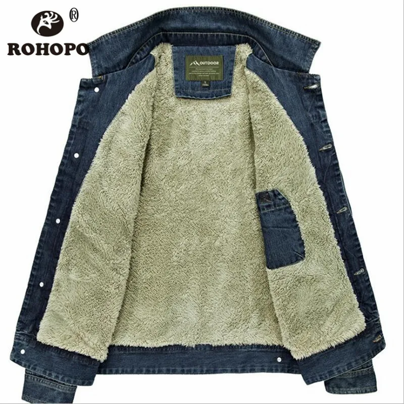 Cashmere Fleece Liner Denim Winter Jeans Jacket Keep Warm Russian Male Field Casual Sportswear Coats Retro Blue Streetwear Man