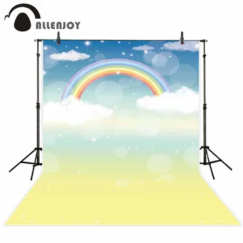 

Allenjoy professional photography background beautiful rainbow blue sky white clouds shining star bubble backdrop photocall