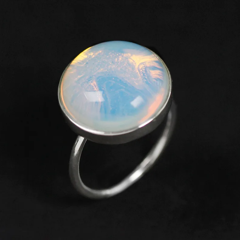 

INATURE 925 Sterling Silver Mountain Design Opal Rings for Women Promise Ring