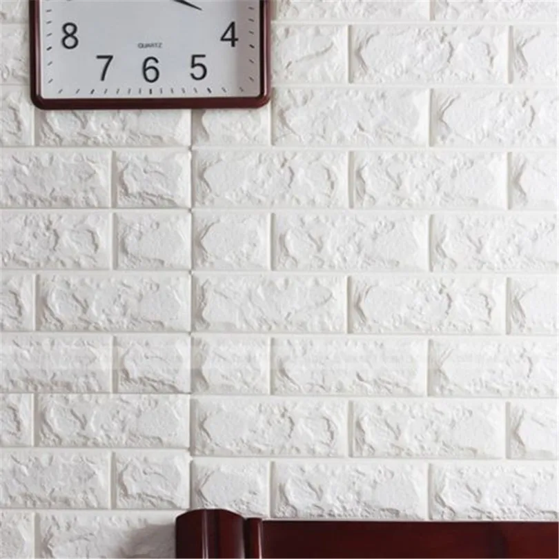 Bricolage Blanc 3d Brique Mur Autocollant Pe Mousse En Relief Brique
