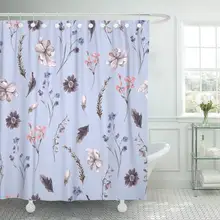 Cortina de ducha con ganchos flor Vintage rosa Floral con flores silvestres acuarela jardín pájaro elegante amor decorativo Baño