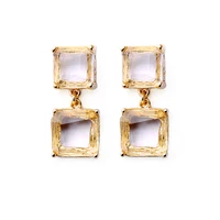 Ювелирные изделия joolim оптом/Новинка прозрачная квадратная стеклянная серьга-гвоздик для пирсинга Brincosboucle d'oreille femme Офисная Леди ювелирные изделия - изображение