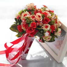 Дешевые Свадебные цветы Свадебный букет для невесты подружки невесты розовый красный фиолетовый арабский букет De Mariage