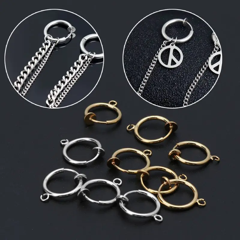 10Pcs DIY Clip On Earring Converters Non-pierced Ear Round Hoops Jewelry Finding