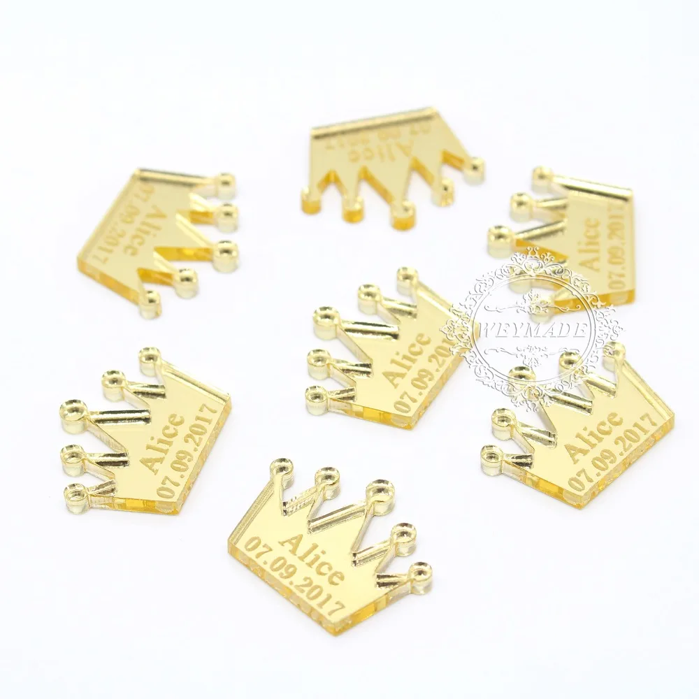 50* Personalized Gold Crown Baby Shower Table Decoration Prince Birthday Party Table Favor Centerpieces Decor Kid Gift Confetti