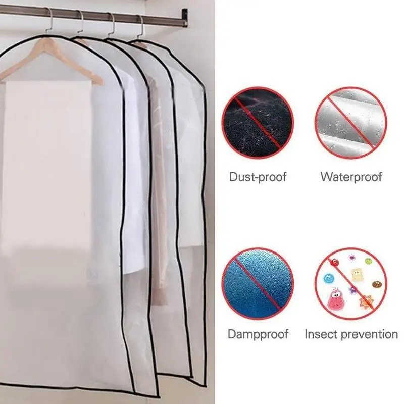 

3Pcs Washable Clothing Dust Covers Clear Suit Bag Moth Proof Garment Bags Breathable Dust Cover Storage Bags Suit Dance Clothes