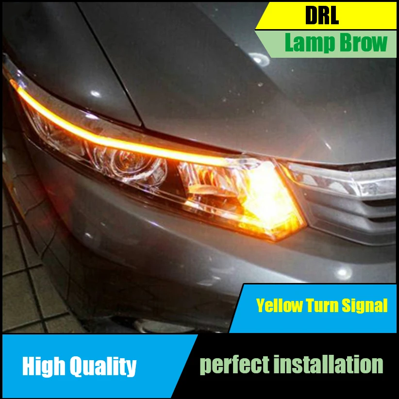 Car styling For Honda Civic 9th 2012 2014 LED Headlight Eyebrow Daytime Running Light White DRL