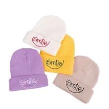 AudWhale зимние шапочки для мужчин и женщин Повседневная улыбка напечатаны хлопок вязаная шапка черепки зимняя шапка куполообразная