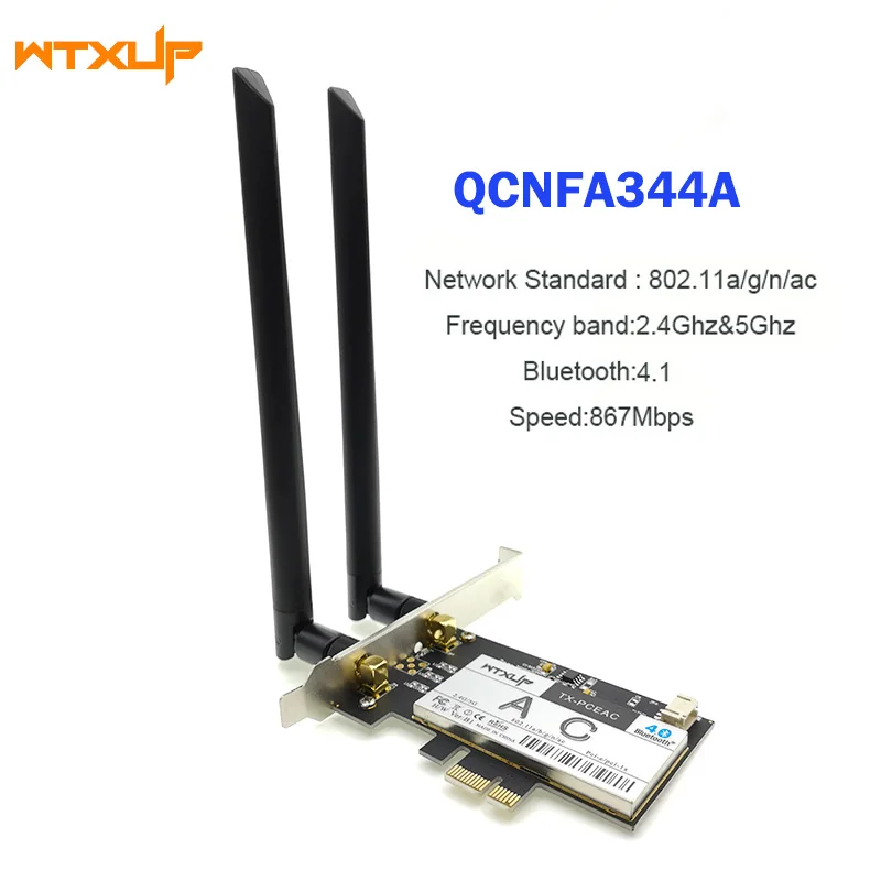 

802.11ac PCI Express WiFi Adapter for Qualcomm Atheros QCNFA344A NFA344 Wireless Desktop network Card Bluetooth 4.1 BT 4.1