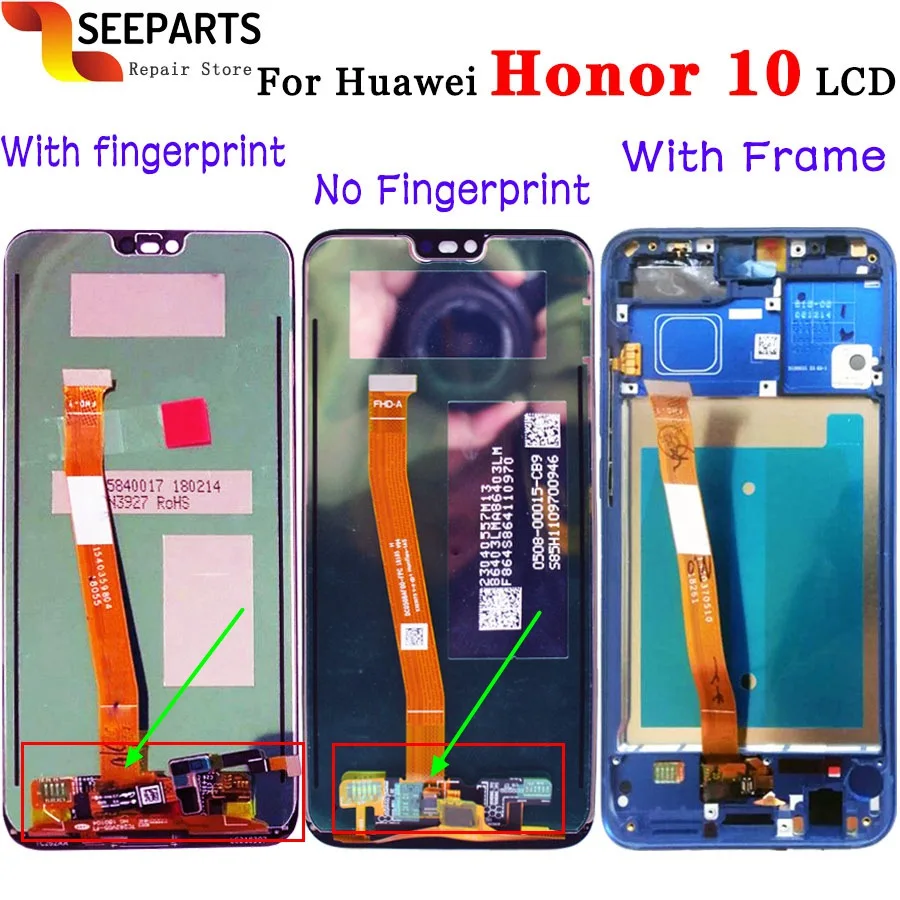 

Original NEW Huawei Honor 10 LCD Display Touch Screen Digitizer COL-L29 For Huawei Honor 10 LCD Honor10 Screen With FingerPrint
