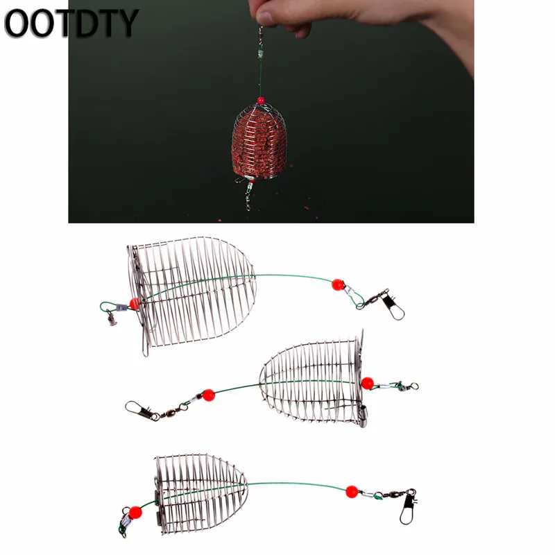 

OOTDTY Fishing Tools hand spinner Small Bait Cage Fishing Trap Basket Feeder Holder Fishing Tackle Accessory Tool