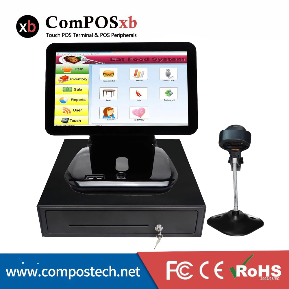 Supermarket 15 6 Inch Point Of Sale Touch Screen Lcd Epos System