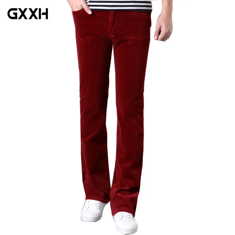 

Spring and Autumn Men's jeans Casual Micro Bell-bottomed Corduroy trousers Korean version of the Stretch Slim Wide Leg pants