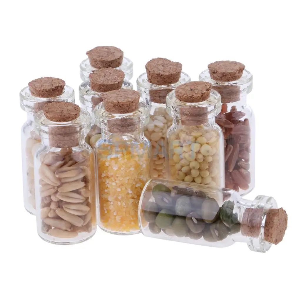 MagiDeal 9Pcs/Lot 1/12 Dollhouse Miniature Glass Jar With Dried Food Kitchen Accs for Dolls Home Office Party Decor Toys
