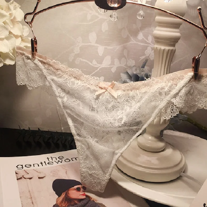 

Sexy thong Transparent Lace Invisible Triangle briefs 2019 spring summer new products Seamless Low waist Cotton speed underwear