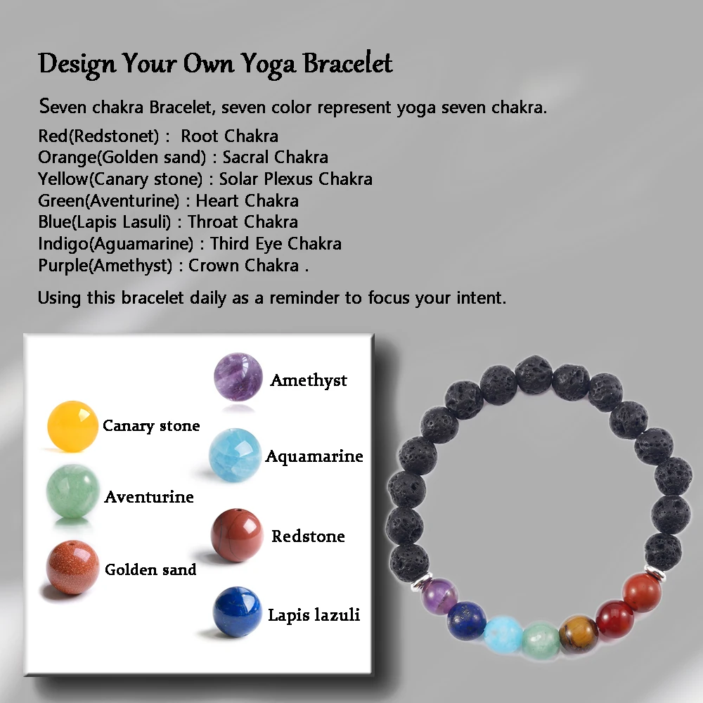 Tl Hot Ing Nature Lava Stone Healing Bracelets Rainbow Seven Tl Hot Ing Nature Lava Stone Healing Bracelets Rainbow Seven Chakra Positive Energy Handmade Diy Yoga In Strand From