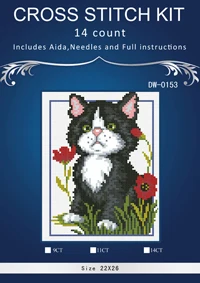 Черный кот стиль 14CT Счетный Набор для вышивки крестом романтические размеры наборы для вышивки крестиком. Наборы для вышивания - Цвет: Красный